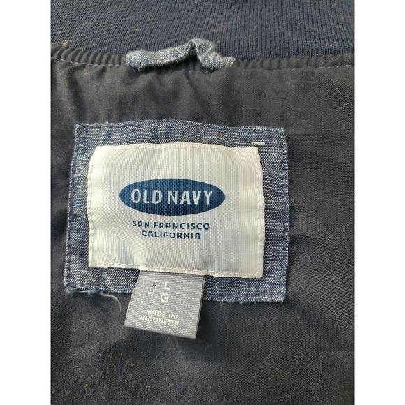 Old Navy Men's Solid Blue 100% Cotton Full Zip Long Sleeve Casual Jacket Size L - Picture 8 of 10